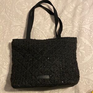 Vera Bradley Small Vera Tote in Black Sparkly Sequin Tweed 🖤✨